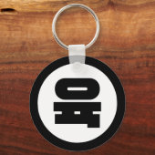 Koreaanse Sino Nummer 6 Zes 육 【Yuk】 Hangul Sleutelhanger (Achterkant)
