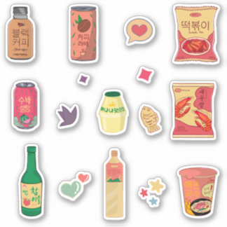 Koreaanse snacks en drinken sticker