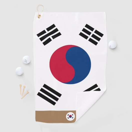 Koreaanse vlag & Zuid-Korea monogrammen / golfhand Golfhanddoek (Insitu)