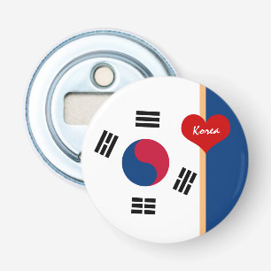 Koreaanse vlag & Zuid-Koreaanse partij/sport drink Button Flesopener
