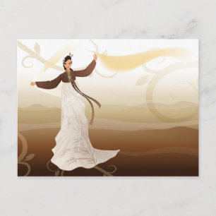 koreaanse vrouw in hanbok briefkaart