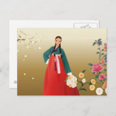 koreaanse vrouw in hanbok briefkaart (Voorkant / Achterkant)