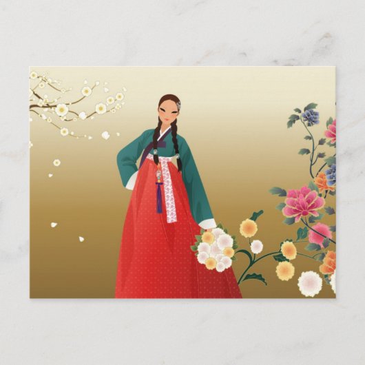 koreaanse vrouw in hanbok briefkaart (Voorkant)