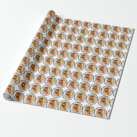 Korean Sushi Gimbap Kimbap Pattern Cadeaupapier (Uitgerold)
