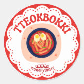 Korean Tteokbokki Sticker | Cute K-Food Round Labe (Devant)