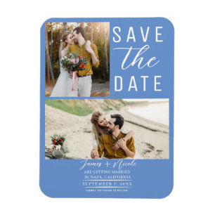 Korenbloem Blauw 2 Foto's Save the Date Trouwdag Magneet