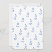 Korenbloem Blauw Blad Monogram Minimale Bruiloft Kaart (Achterkant)