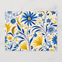 Korenbloem Blauw en gele bladeren Patroon