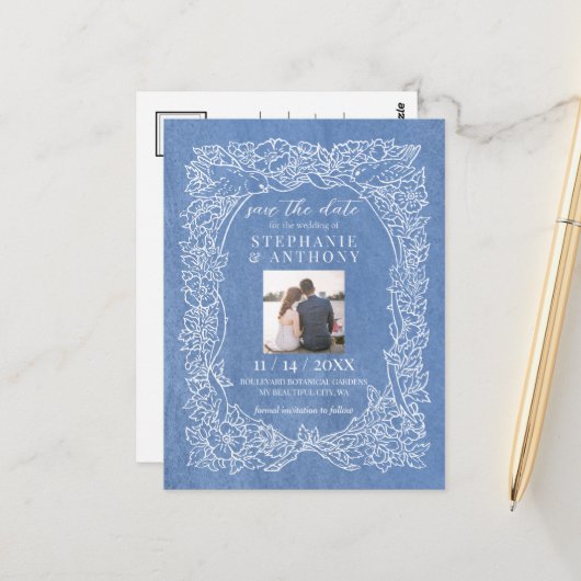 Korenbloem Blauw Foto Bloemen Opslaan Datum Briefkaart (Voorkant / Achterkant in situ)