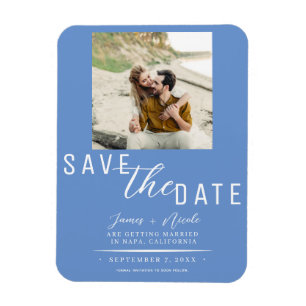 Korenbloemblauw Save the Date Foto Huwelijk Magneet