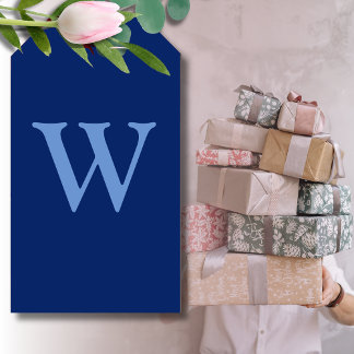 Korenbloemblauwe Initiële Letter | Saffierblauw Cadeaulabel