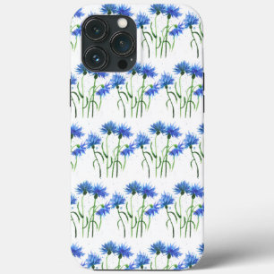 Korenbloemen blauw waterverf Patroon iPhone 13 Pro Max Hoesje