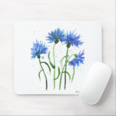Korenbloemen blauwe bloemen watercolor muismat (Met muis)