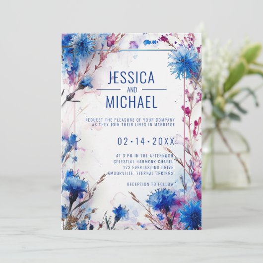 š Korenbloemen en Lavendel Bliss bruiloft Kaart