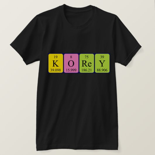Korey periodieke tabelnaam shirt (Design voorkant)