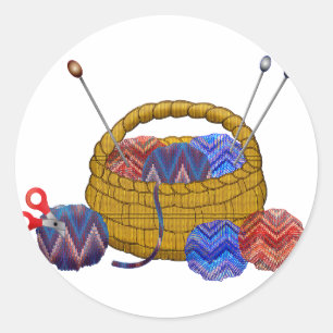 Korf met ganzennaalden ronde sticker