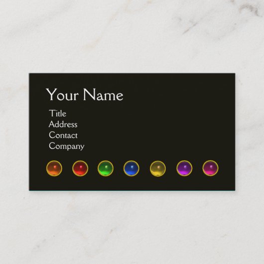 KORFUL BUTTERFLY, GEM STONES BLACK WHITE PINK VISITEKAARTJE (Voorkant)