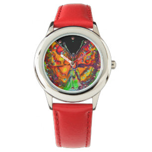 KORFUL BUTTERFLY RED, GOLD GEEL ZWART HORLOGE
