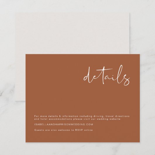 KORIANDER- Boho Verbrand Oranje Modern Minimale De Kaart (Voorkant / Achterkant)