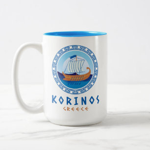 Korinos, Griekenland Grieks scheepsontwerp Tweekleurige Koffiemok