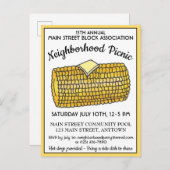 Korn op Cob Reunion Picnic Cookout Block Party Uitnodiging Briefkaart (Voorkant / Achterkant)