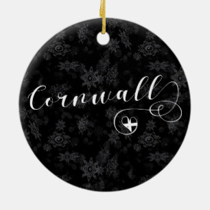 Kornish St. Piran's vlag in Heart, Cornwall Keramisch Ornament