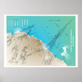 Kornish Submarine mijnbouwkaart Poster