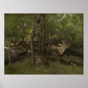 korot - rotsen in het bos van Fontainebleau 1860 Poster