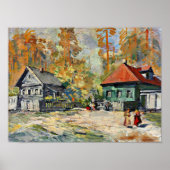 Korovin - herfst in een Russisch dorp Poster (Voorkant)