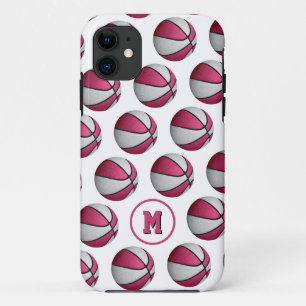 korrelig roze witte basketballen, monogrammen iPhone 11 hoesje