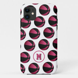 korrelig zwart basketbalpatroon, monogrammen iPhone 11 hoesje