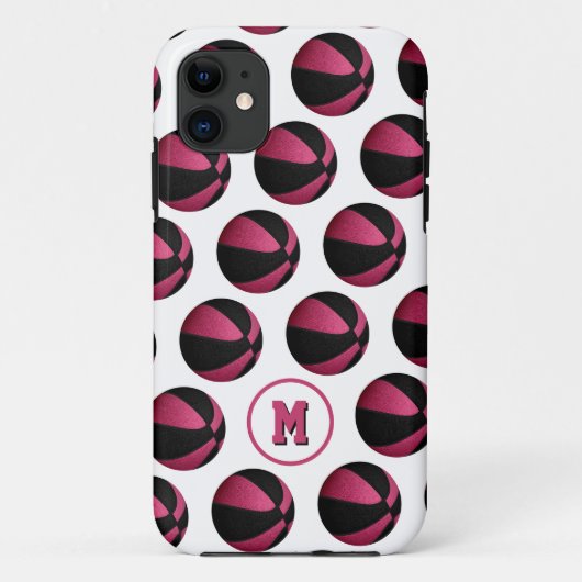 korrelig zwart basketbalpatroon, monogrammen Case-Mate iPhone case (Achterkant)