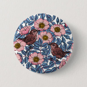 Korrels in de rozen ronde button 5,7 cm