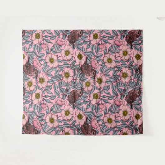 Korrels in de rozen wandkleed (Voorkant (horizontaal))