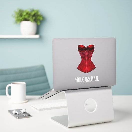 korset met rode lippen sticker (Laptop op bureau)