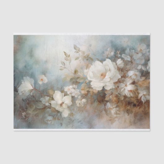 Korstig, Zachte Mooie Elegante Bloemendecoupage Tissuepapier (Voorkant)