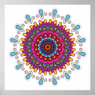 Kort gekleurd Mandala Poster