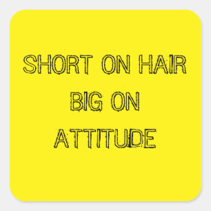 KORT OP HAAR BIG OP DE ATTITUDE-STICKERS VIERKANTE STICKER