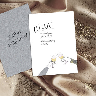 Kort voor vakantie-uitnodiging – “Klink” wijn glas