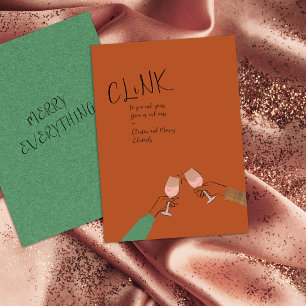 Kort voor vakantieviering – “Klink” wijn glas proo