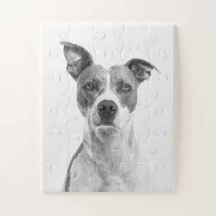 Kortademige hond op grijsschaal (zwart-wit) legpuzzel