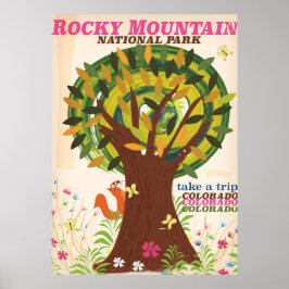 Kortage poster van het nationaal park Rocky Mounta