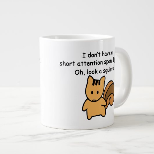Korte aandacht Span Squirrel Funny Extra Grote Beker (Voorkant rechts)