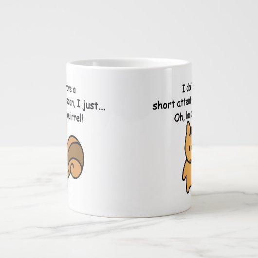 Korte aandacht Span Squirrel Funny Extra Grote Beker (Voorkant)