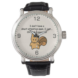 Korte aandacht Span Squirrel Funny Horloge