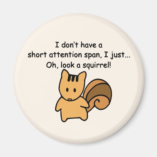 Korte aandacht Span Squirrel Funny Magneet (Voorkant)