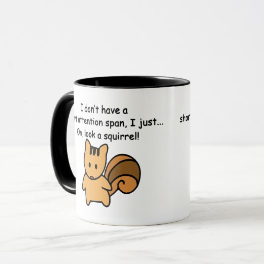 Korte aandacht Span Squirrel Funny Mok (Voorkant links)