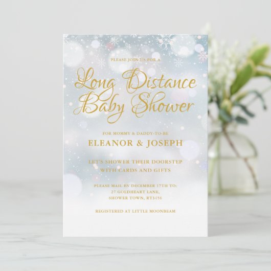 Korte afstand Winter Baby Shower Sprinkle Per Post Kaart (Staand voorkant)