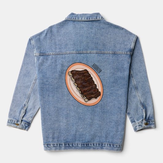 Korte cartoon illustratie denim jacket (Achterkant)