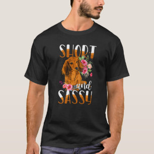 Korte en sassy Cute Flower Dachshund Weiner Dog T-shirt